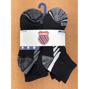 K-Swiss Men's Black Socks 6 Pairs Shoe Size 6-12.5‎ Sock Size 10-13